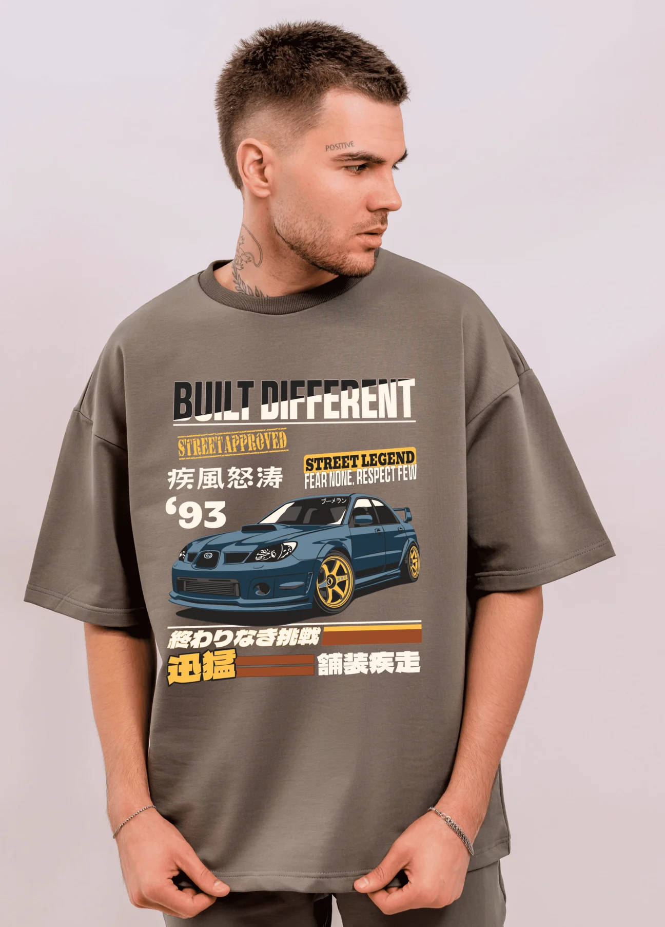 Футболка BMGBRAND (JDM (Subaru)) Oversize 2-х нитка Хаки — фото