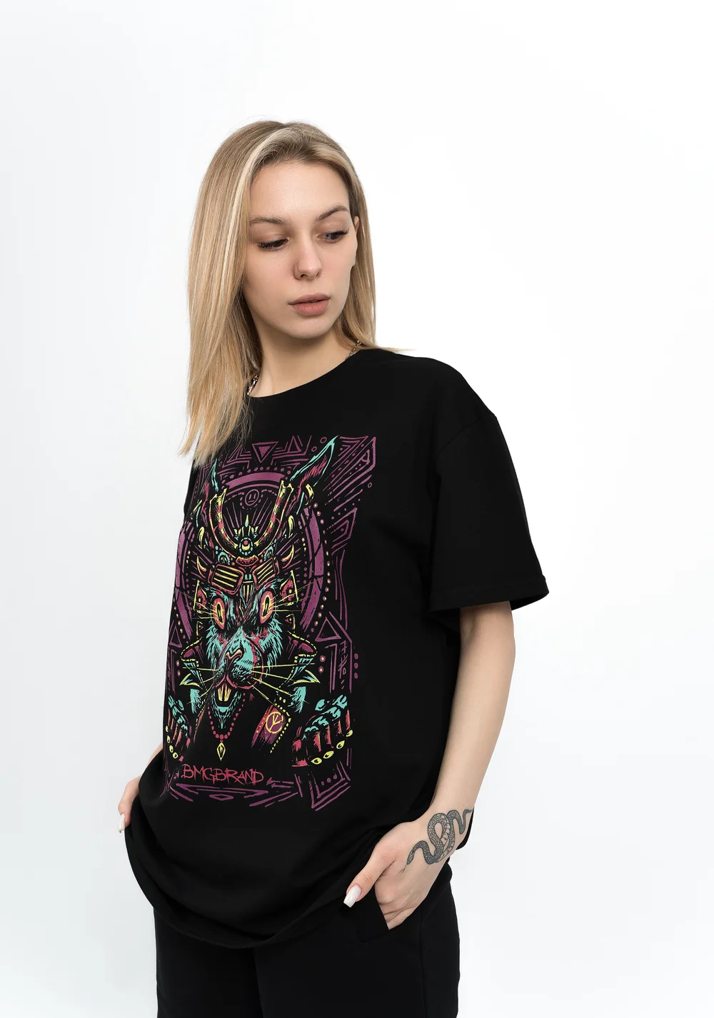 Футболка BMGBRAND (TS23)  "Cyber Hare" Черный — фото 6