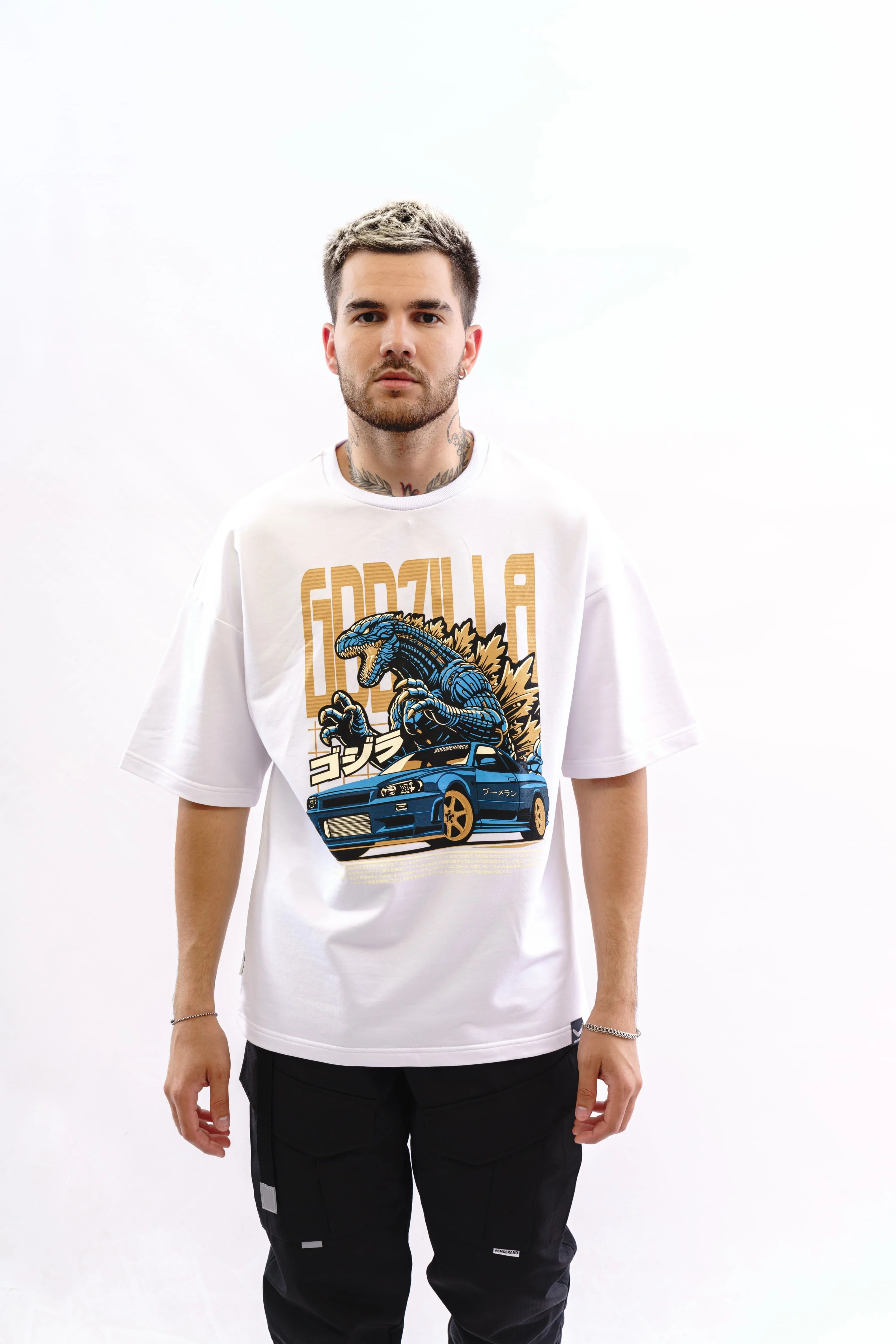 Футболка BMGBRAND (JDM (GTR 33)) Oversize 2-х нитка Белый (Годзила) — фото