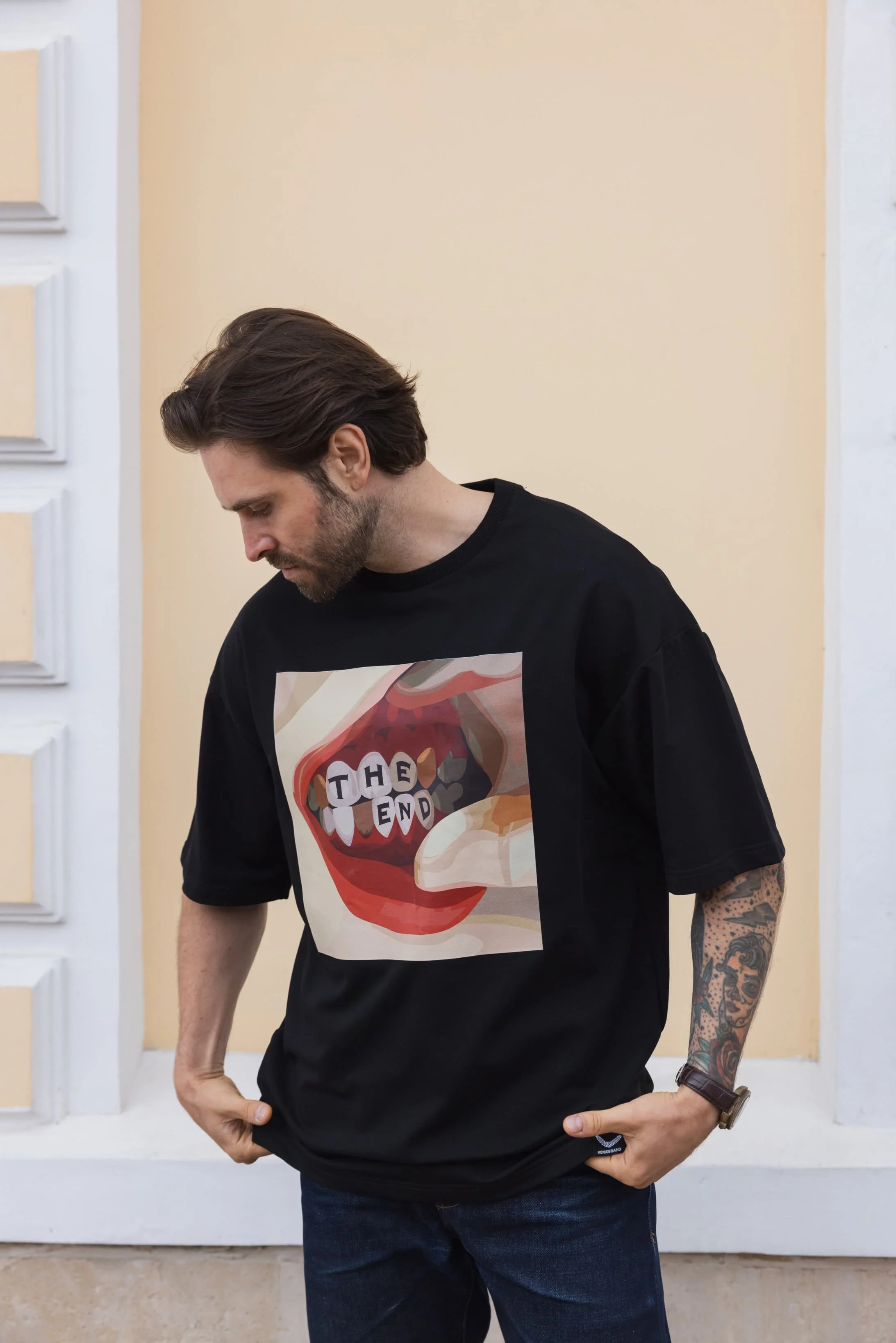 Футболка BMGBRAND (Oversize UR) Губы Черный — фото 3