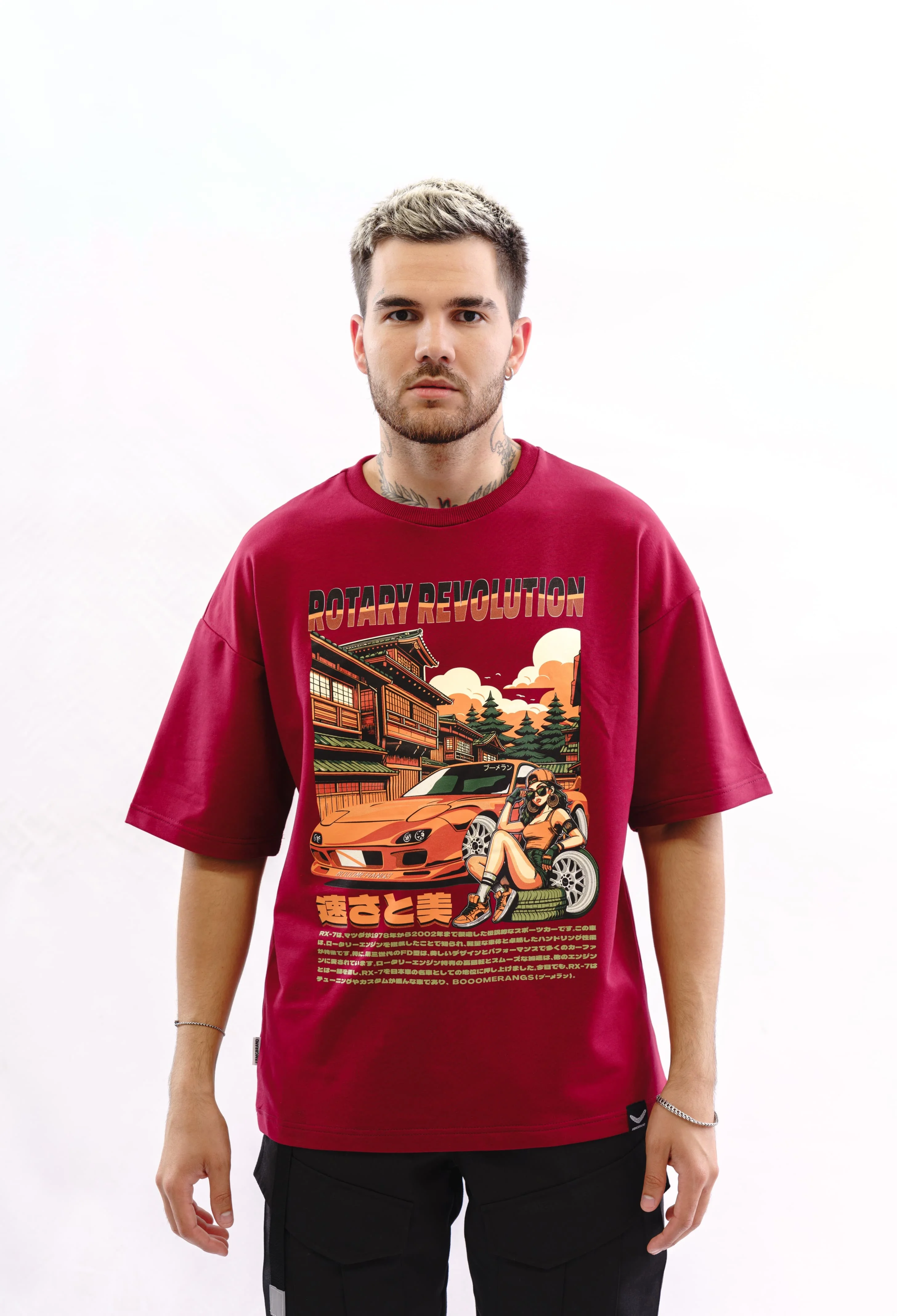 Футболка BMGBRAND (JDM (Mazda RX-7)) Oversize 2-х нитка Бордо — фото