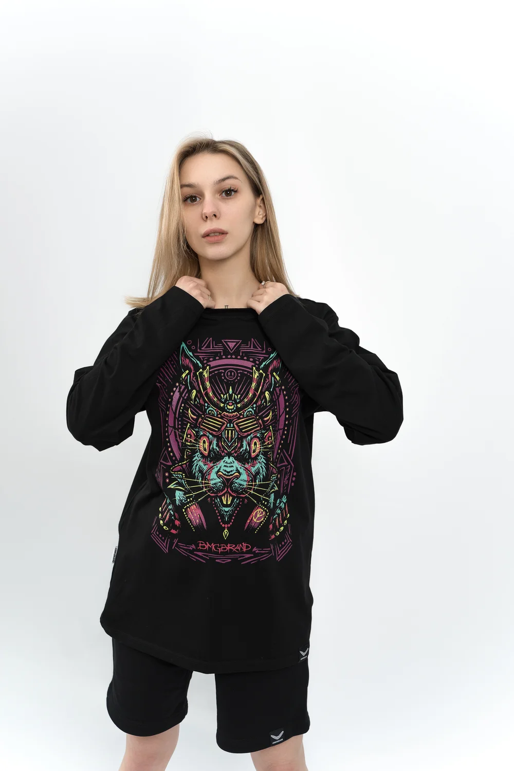 Лонгслив BMGBRAND (TS23)  "Cyber Hare" Черный — фото 3