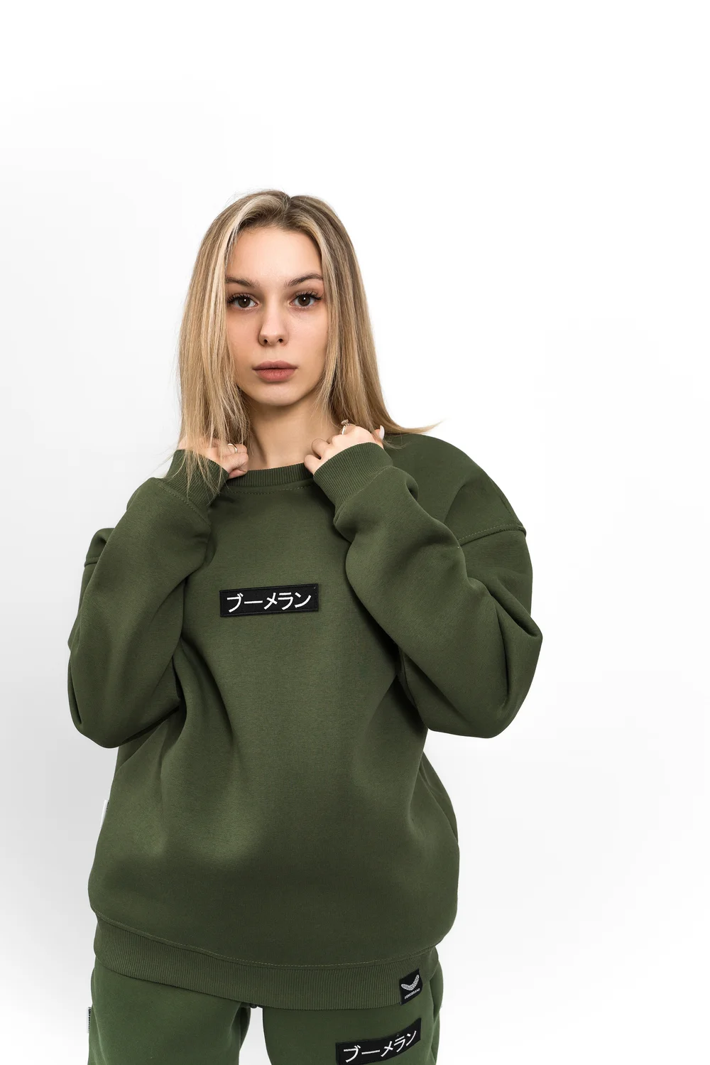 Свитшот BMGBRAND (LOGO) 02 (Хаки) 3-х Нитка Начес — фото 6