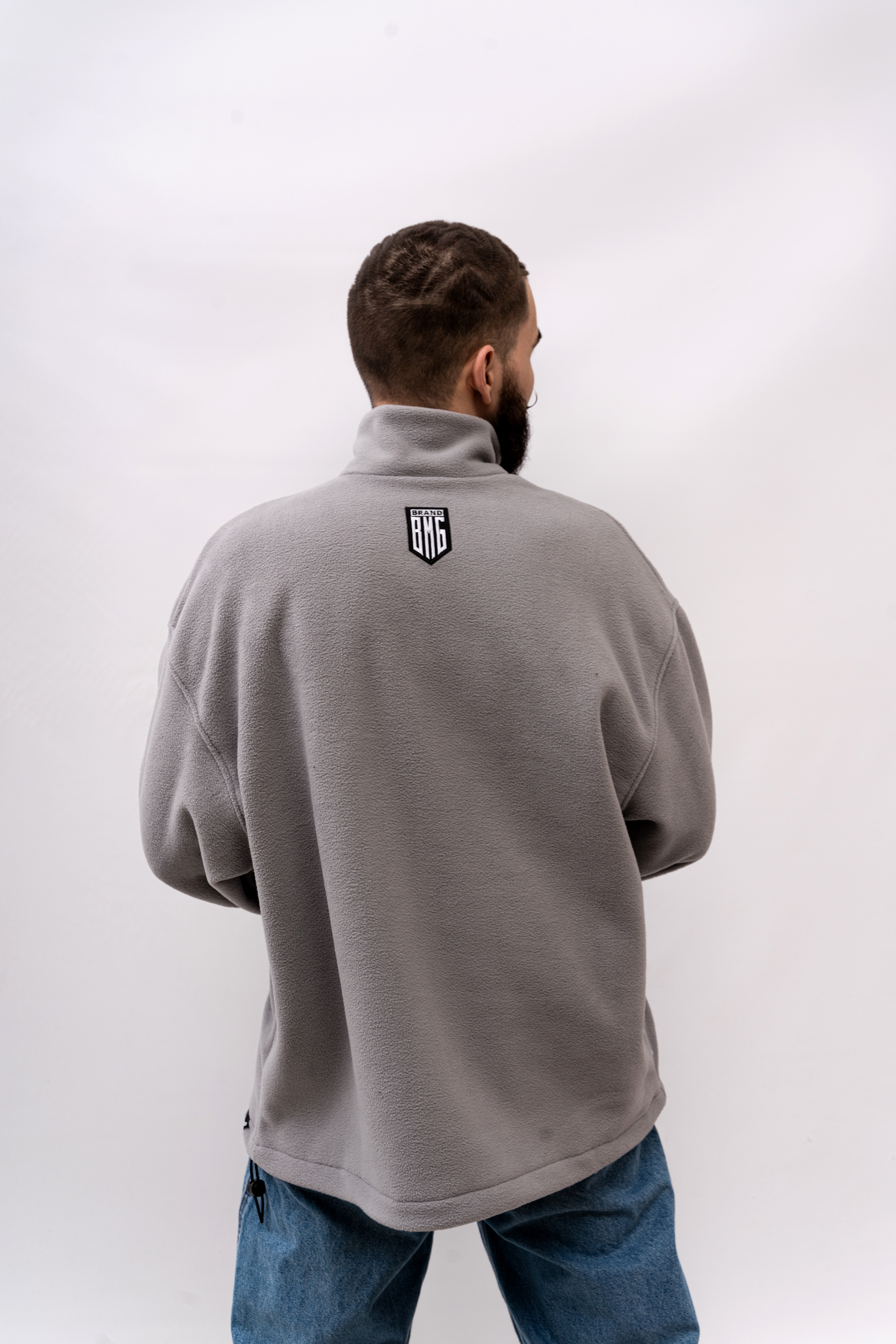 Свитшот BOOOMERANGS Fleece 1/4 Zip Crew Полоса (Gray) — фото 4