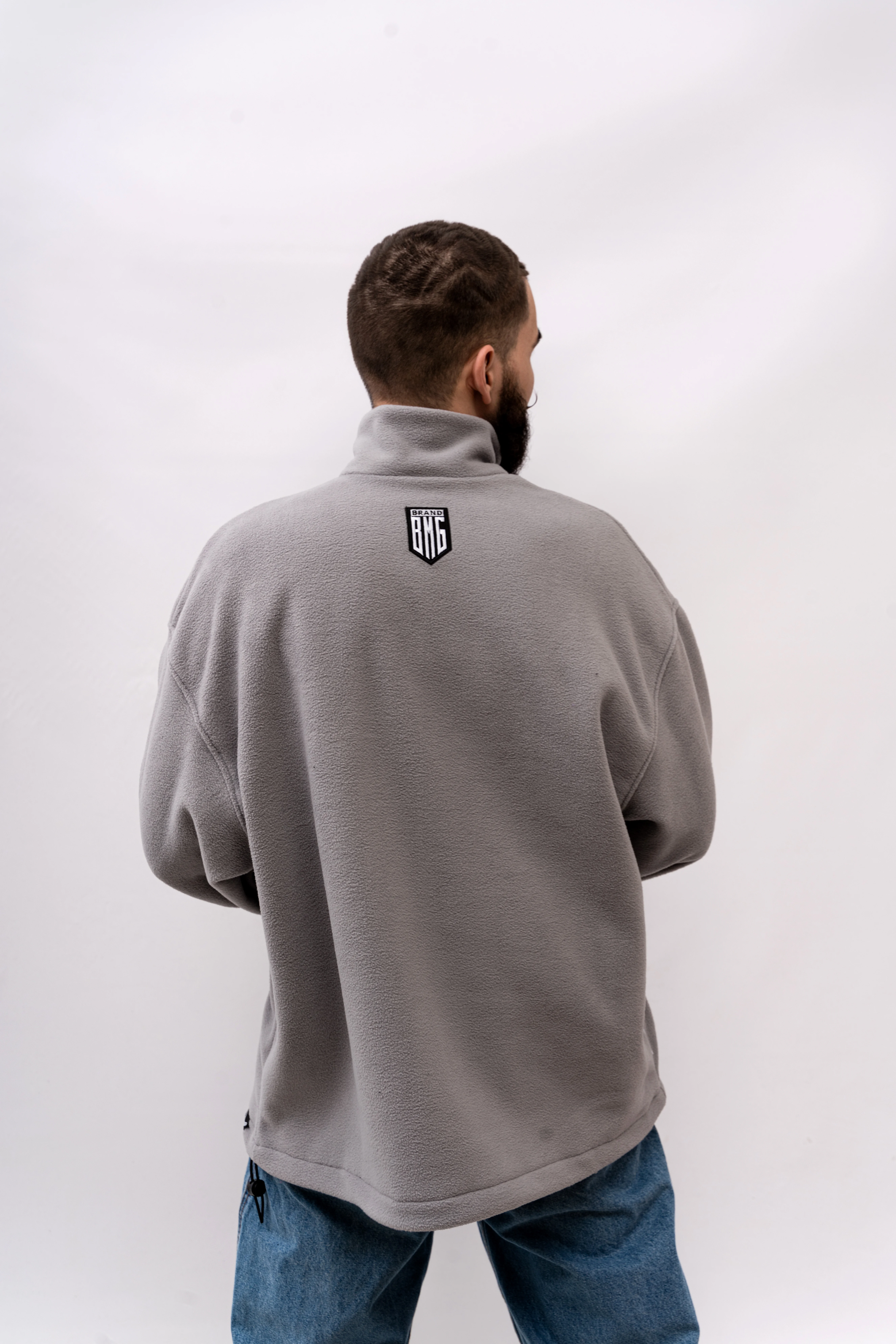 Свитшот BOOOMERANGS Fleece 1/4 Zip Crew Полоса (Gray) — фото 4