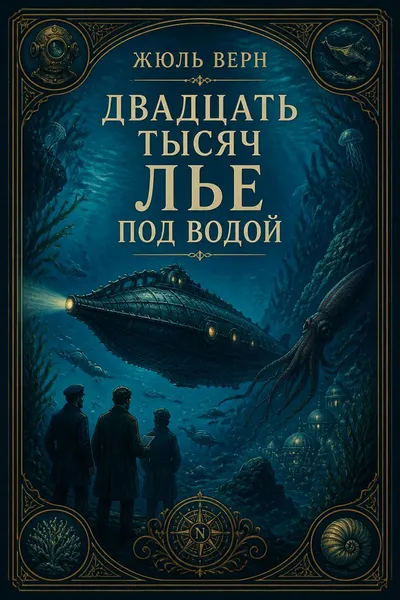 Двадцать тысяч лье под водой — обложка книги