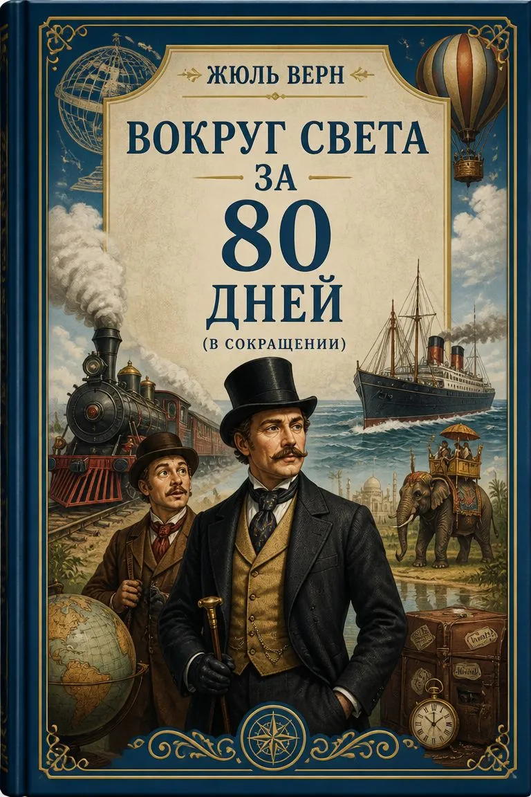 Вокруг света за 80 дней (в сокращении) — обложка книги