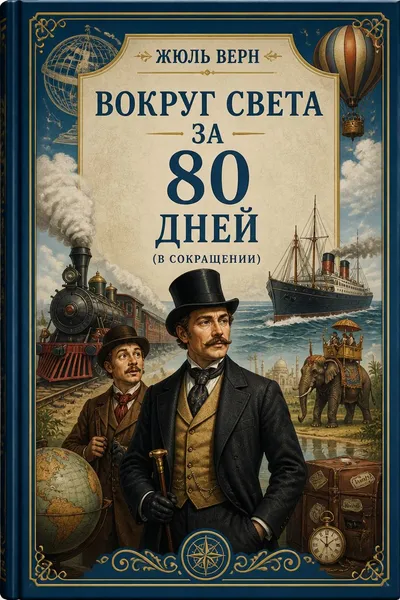 Вокруг света за 80 дней (в сокращении) — обложка книги