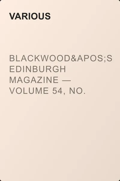 Blackwood's Edinburgh Magazine — Volume 54, No. 335, September 1843 — обложка книги