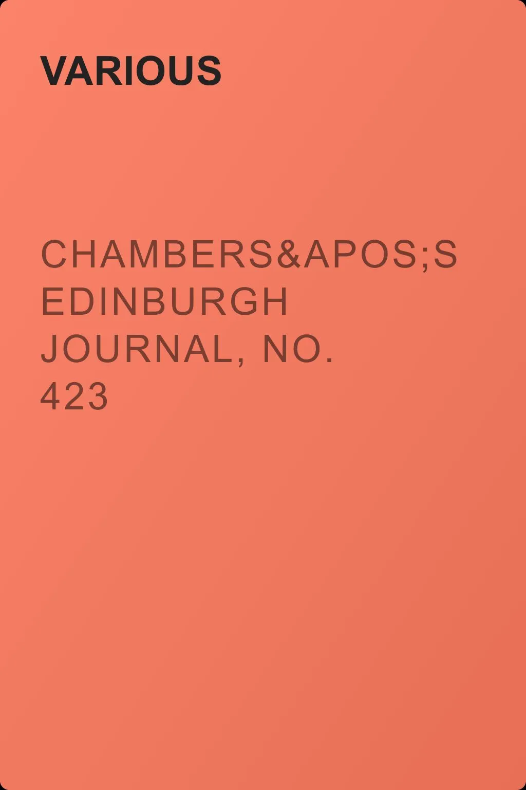 Chambers's Edinburgh Journal, No. 423 — обложка книги