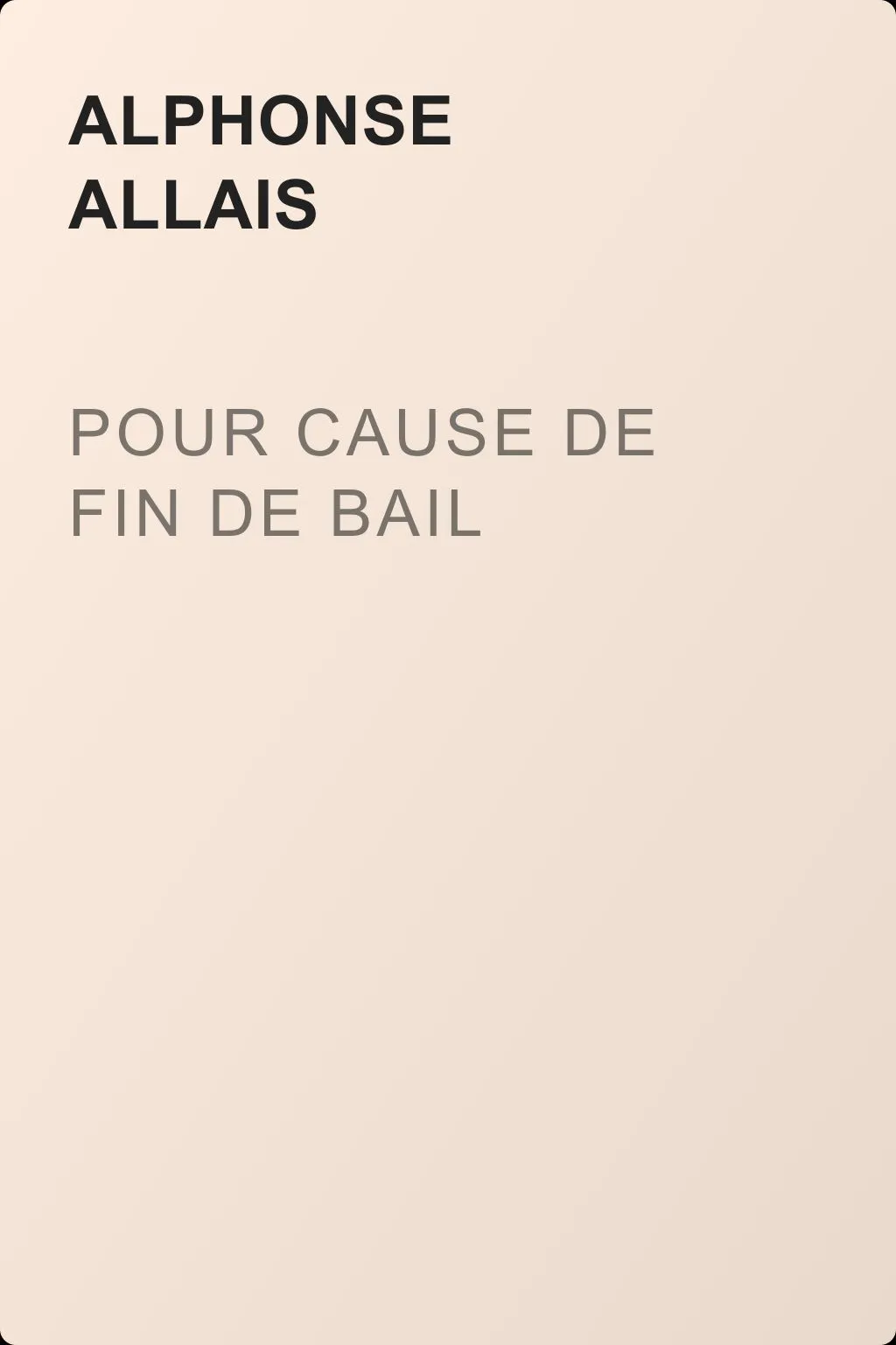 Pour cause de fin de bail — обложка книги