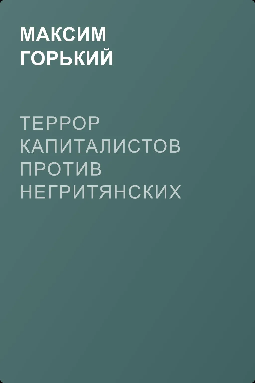 Террор капиталистов против негритянских рабочих в Америке — обложка книги