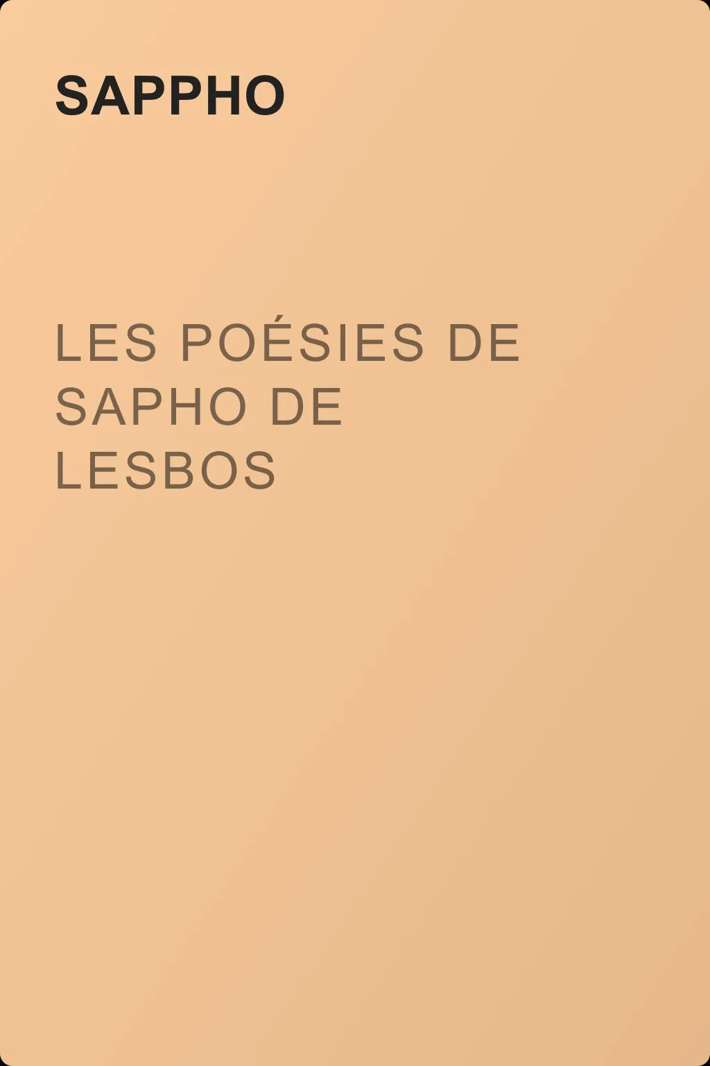 Les poésies de Sapho de Lesbos — обложка книги