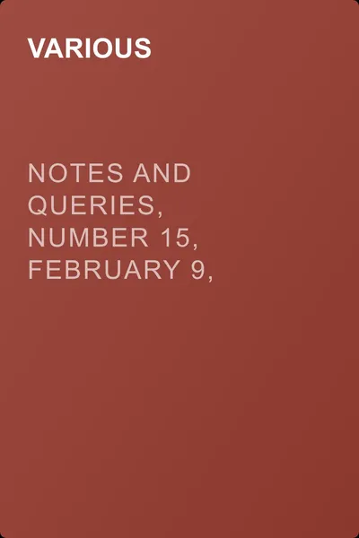 Notes and Queries, Number 15, February 9, 1850 — обложка книги