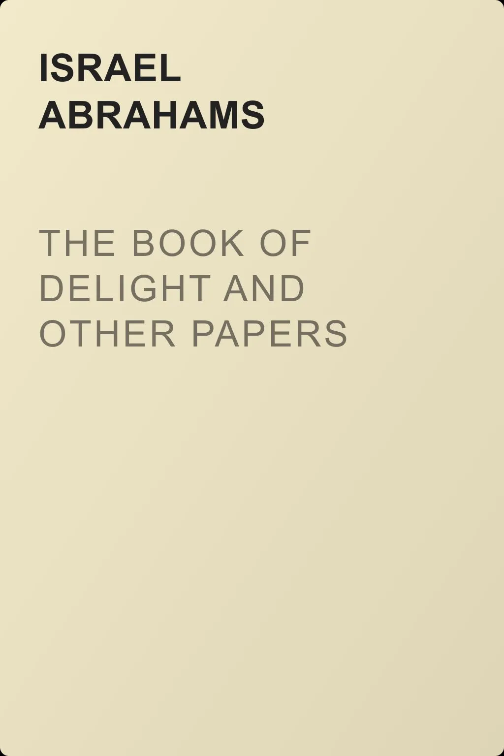 The Book of Delight and Other Papers — обложка книги