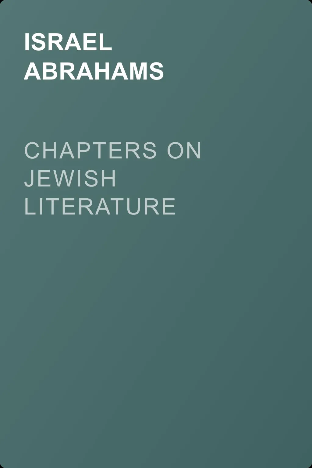 Chapters on Jewish Literature — обложка книги