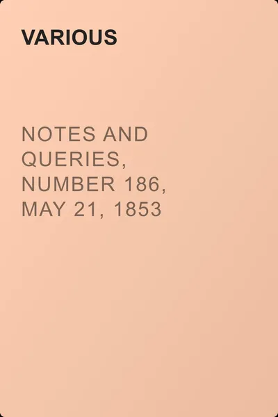 Notes and Queries, Number 186, May 21, 1853 — обложка книги