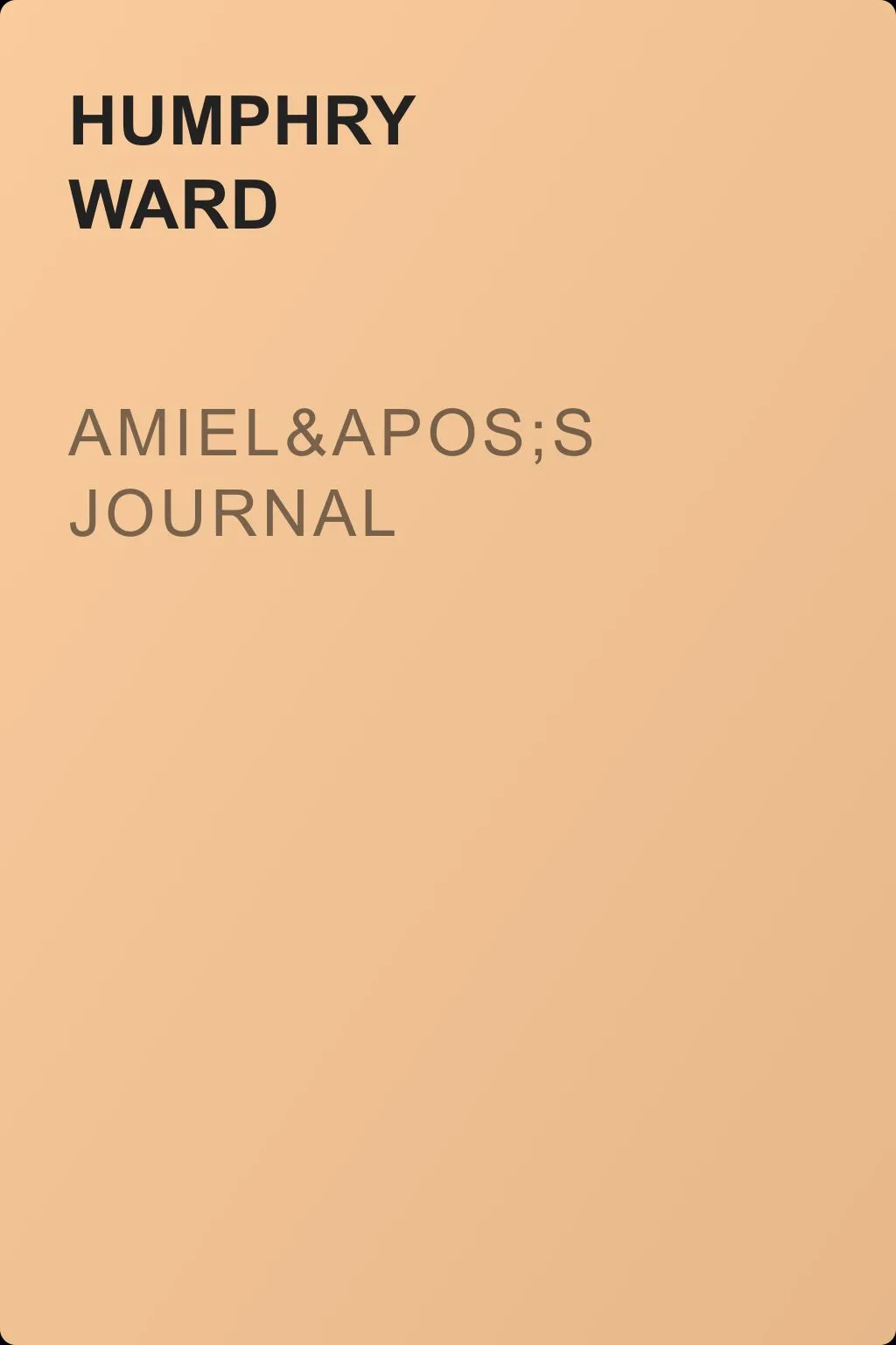 Amiel's Journal — обложка книги