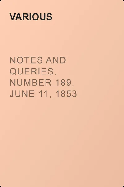 Notes and Queries, Number 189, June 11, 1853 — обложка книги
