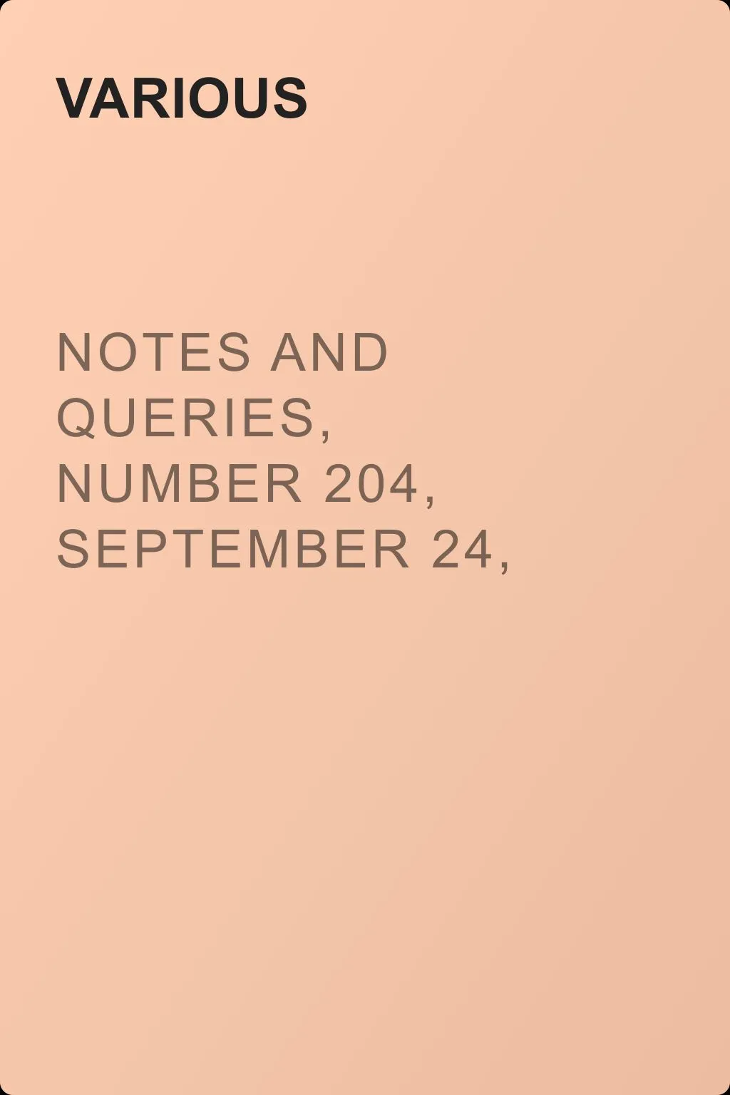Notes and Queries, Number 204, September 24, 1853 — обложка книги