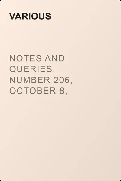 Notes and Queries, Number 206, October 8, 1853 — обложка книги