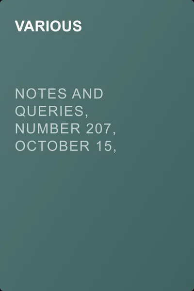 Notes and Queries, Number 207, October 15, 1853 — обложка книги
