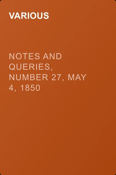 Notes and Queries, Number 27, May 4, 1850 — обложка книги