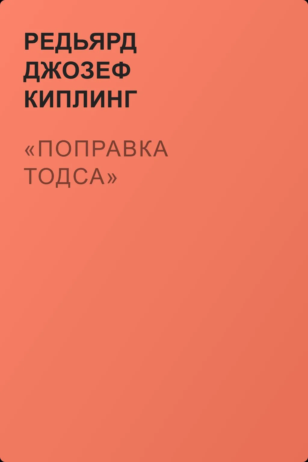 «Поправка Тодса» — обложка книги