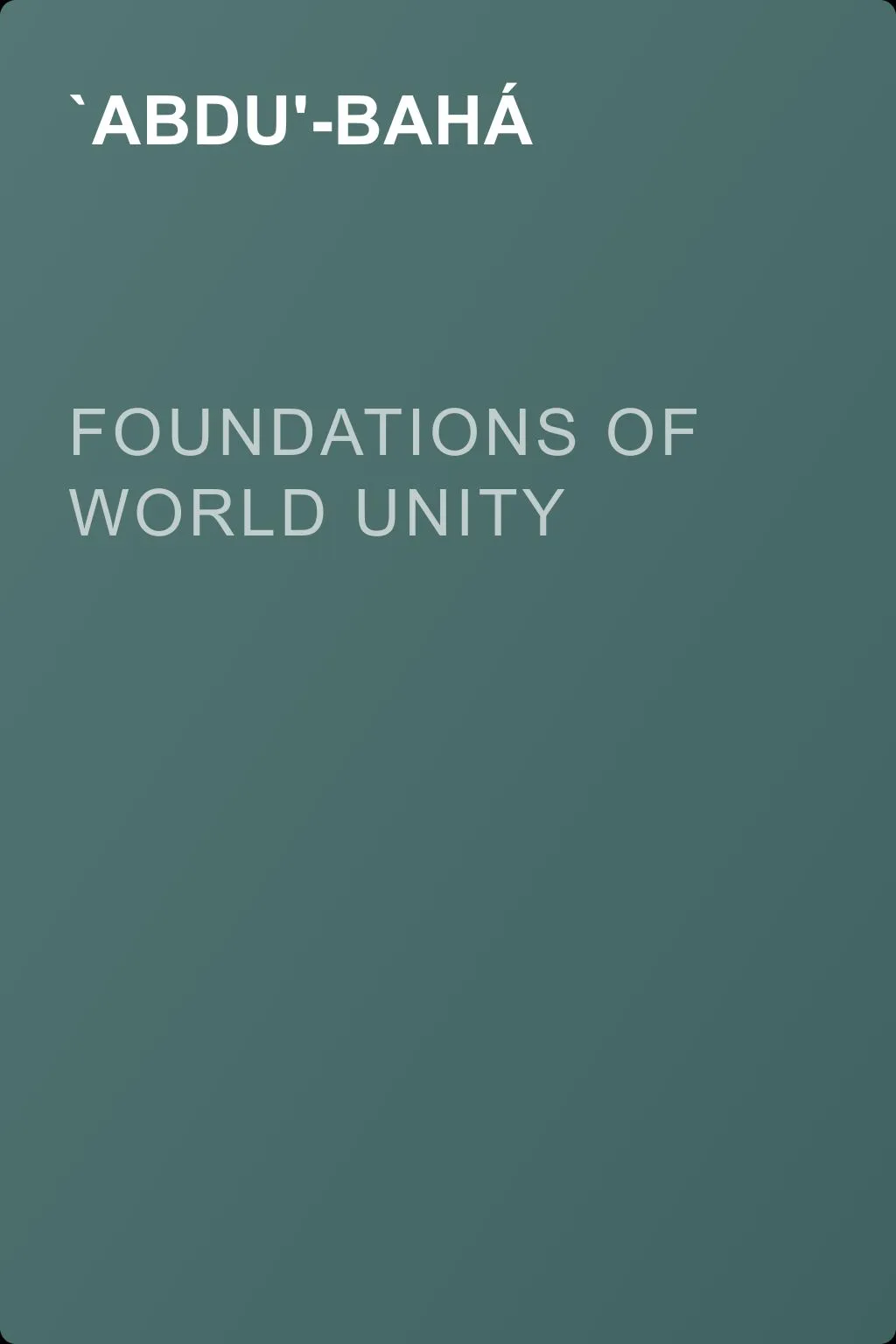 Foundations of World Unity — обложка книги