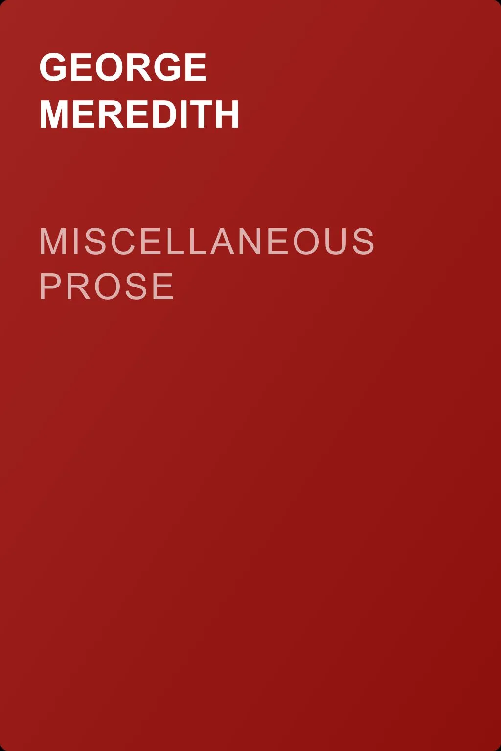 Miscellaneous Prose — обложка книги