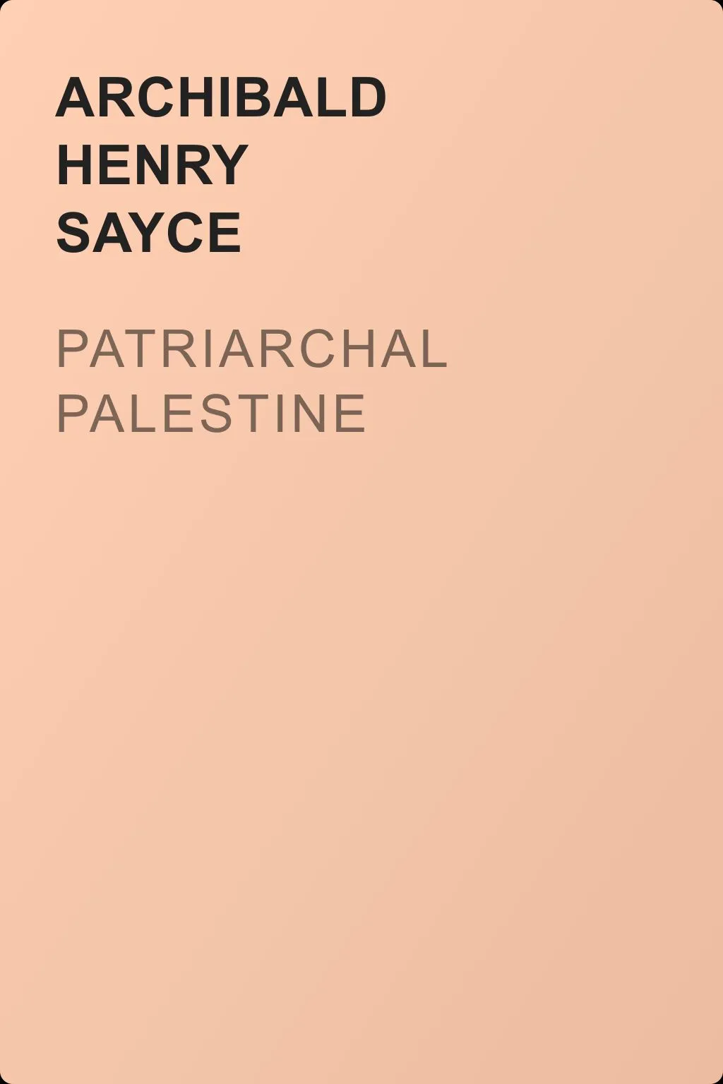 Patriarchal Palestine — обложка книги
