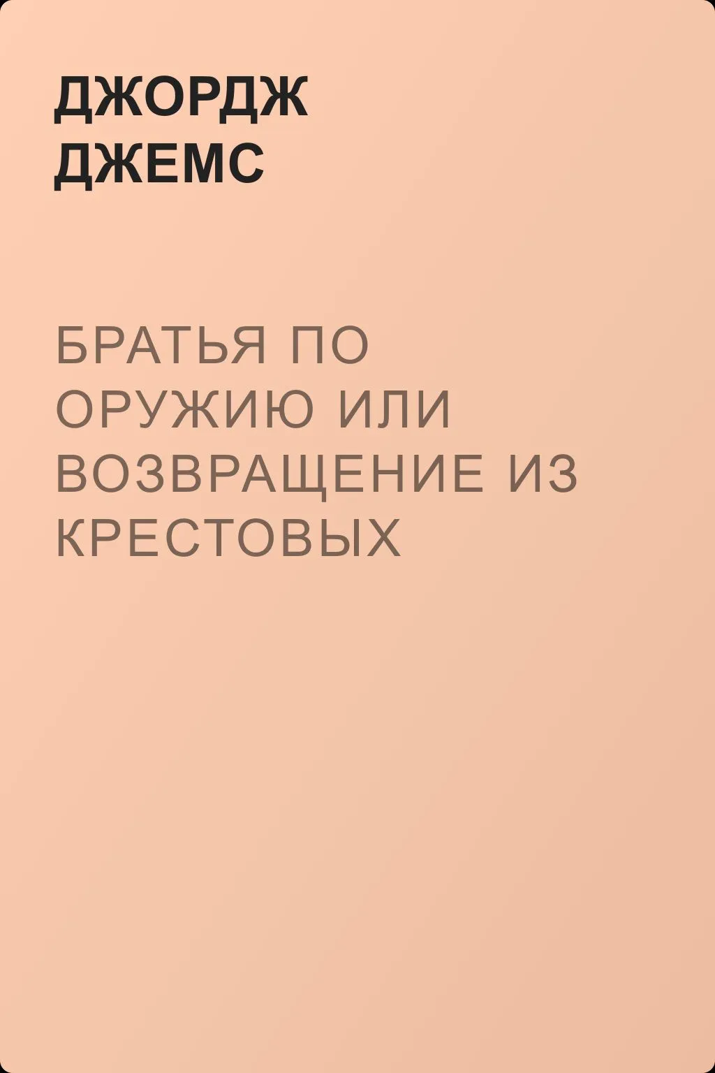 Братья по оружию или Возвращение из крестовых походов — обложка книги