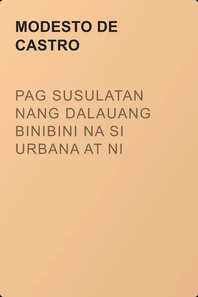 Pag Susulatan nang Dalauang Binibini na si Urbana at ni Feliza — обложка книги