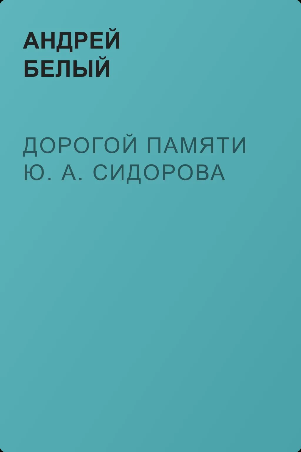 Дорогой памяти Ю. А. Сидорова — обложка книги