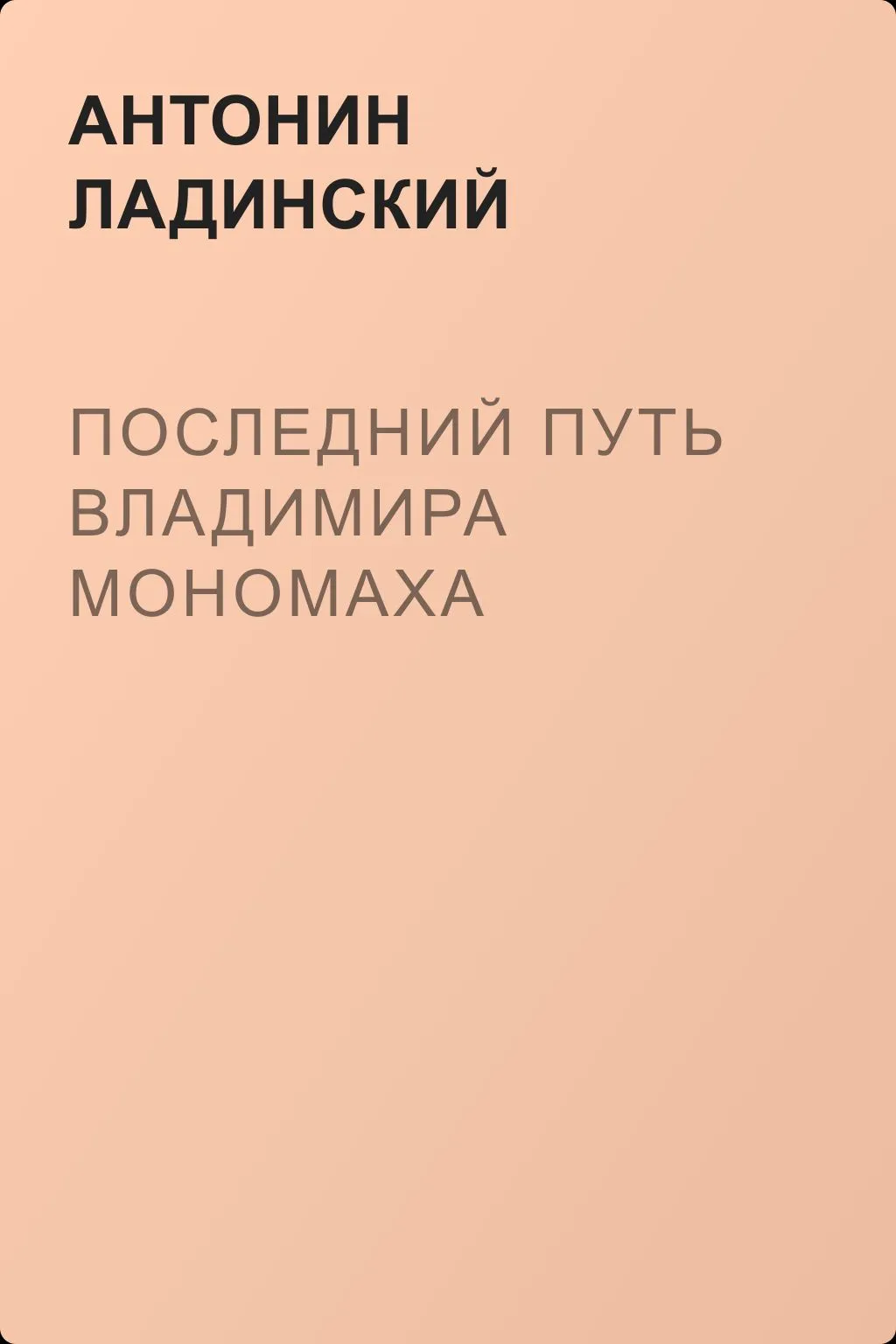 Последний путь Владимира Мономаха — обложка книги