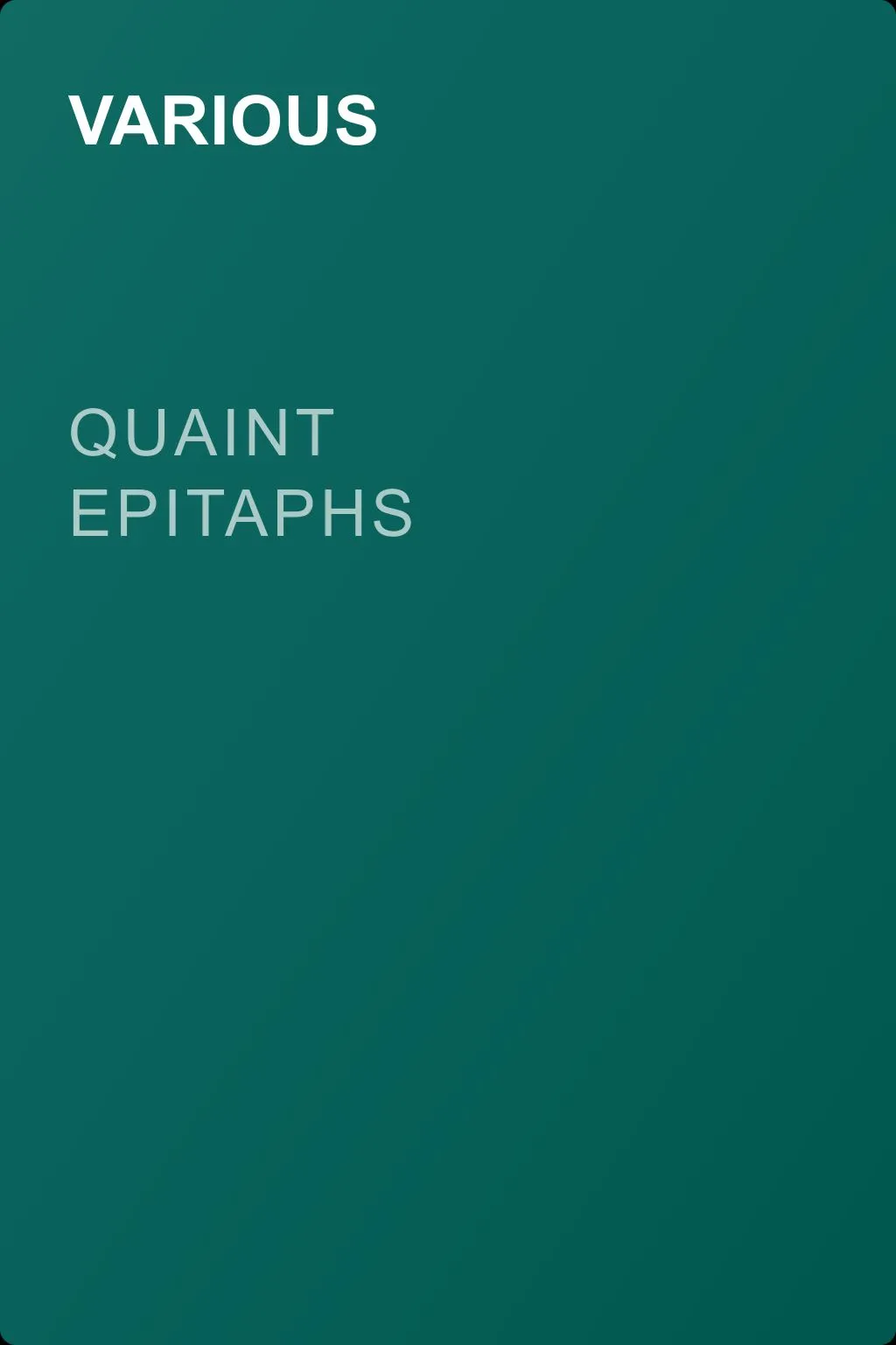 Quaint Epitaphs — обложка книги