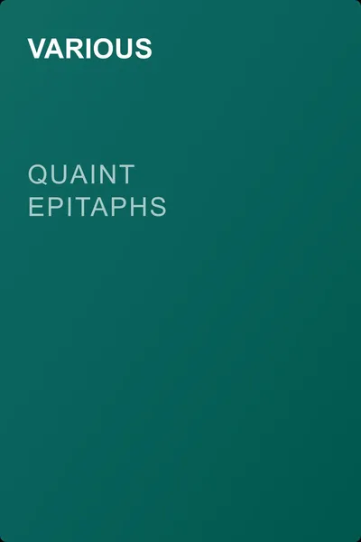 Quaint Epitaphs — обложка книги