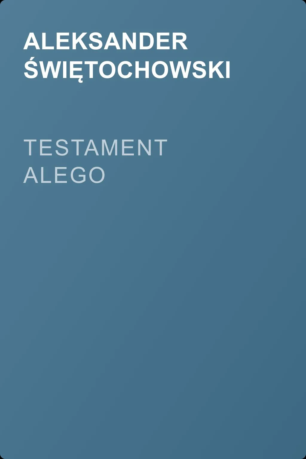 Testament Alego — обложка книги