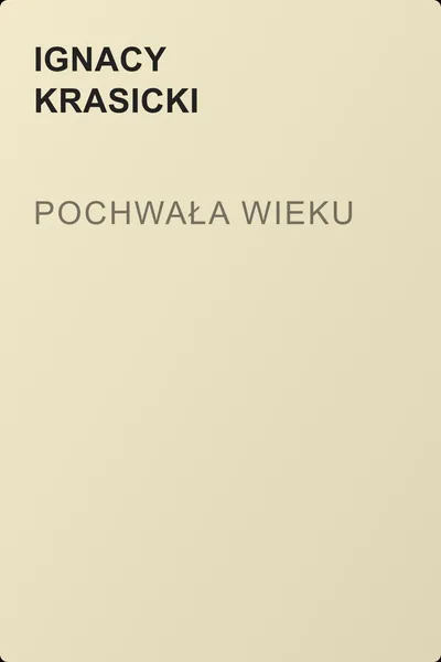 Pochwała wieku — обложка книги