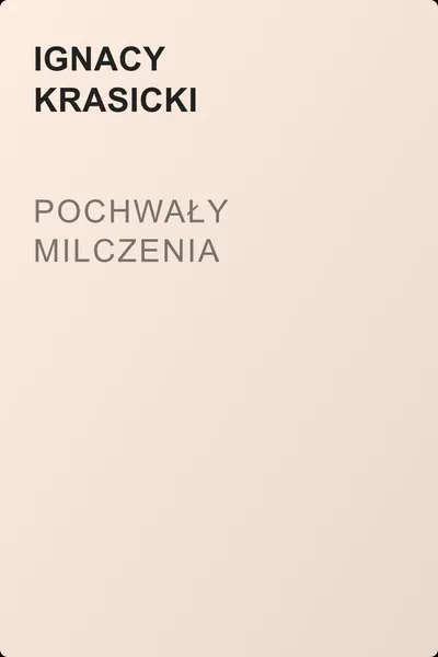 Pochwały milczenia — обложка книги