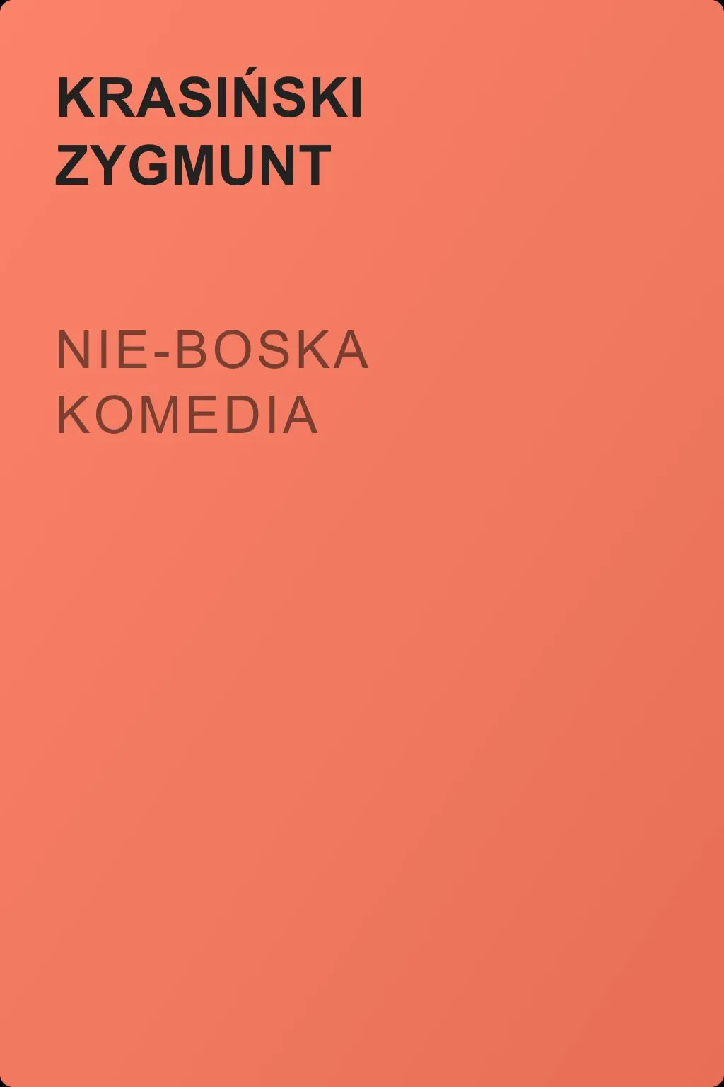 Nie-Boska komedia — обложка книги