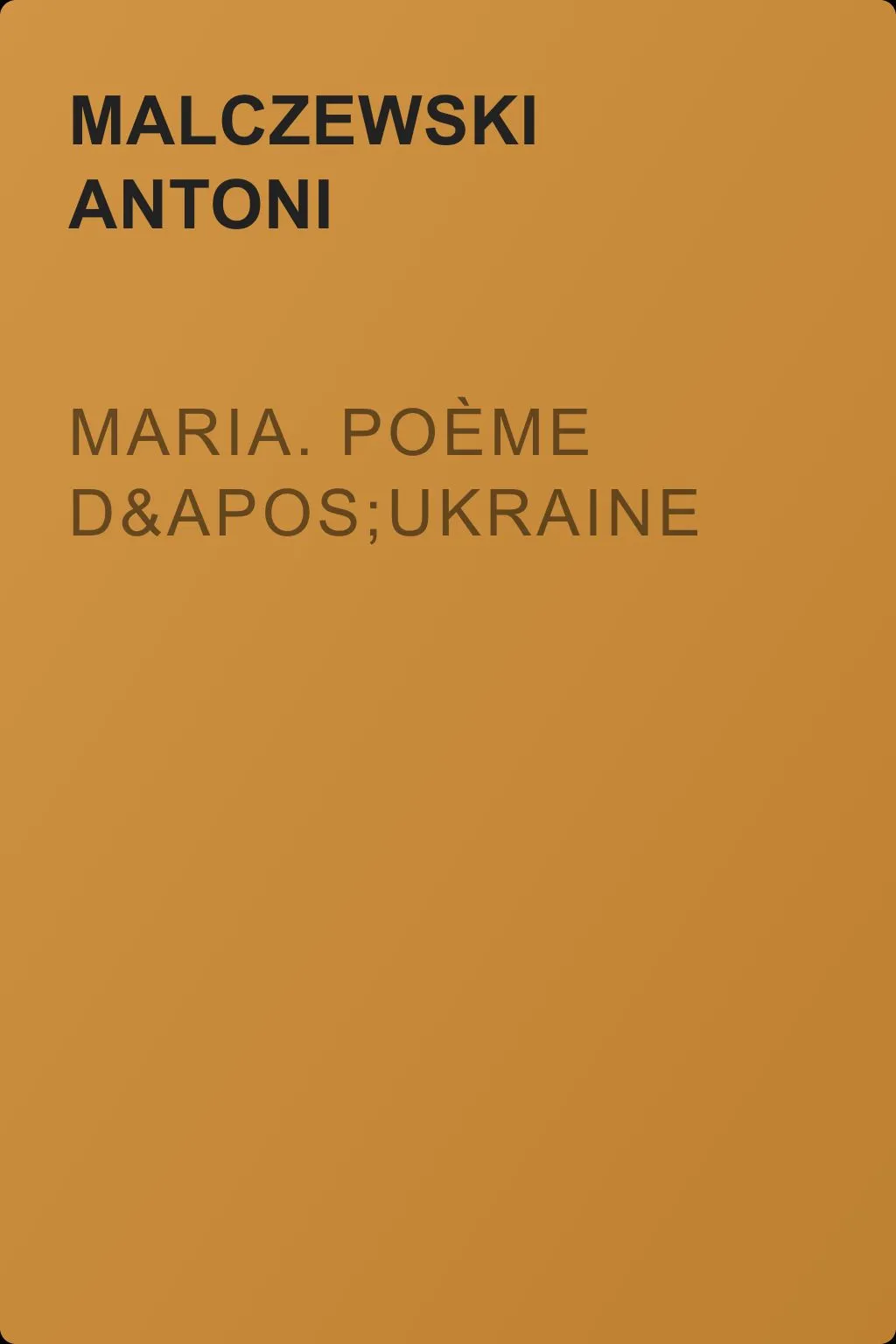 Maria. Poème d'Ukraine — обложка книги