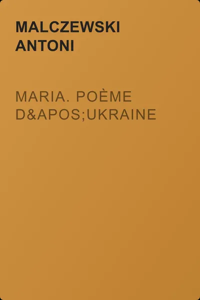 Maria. Poème d'Ukraine — обложка книги