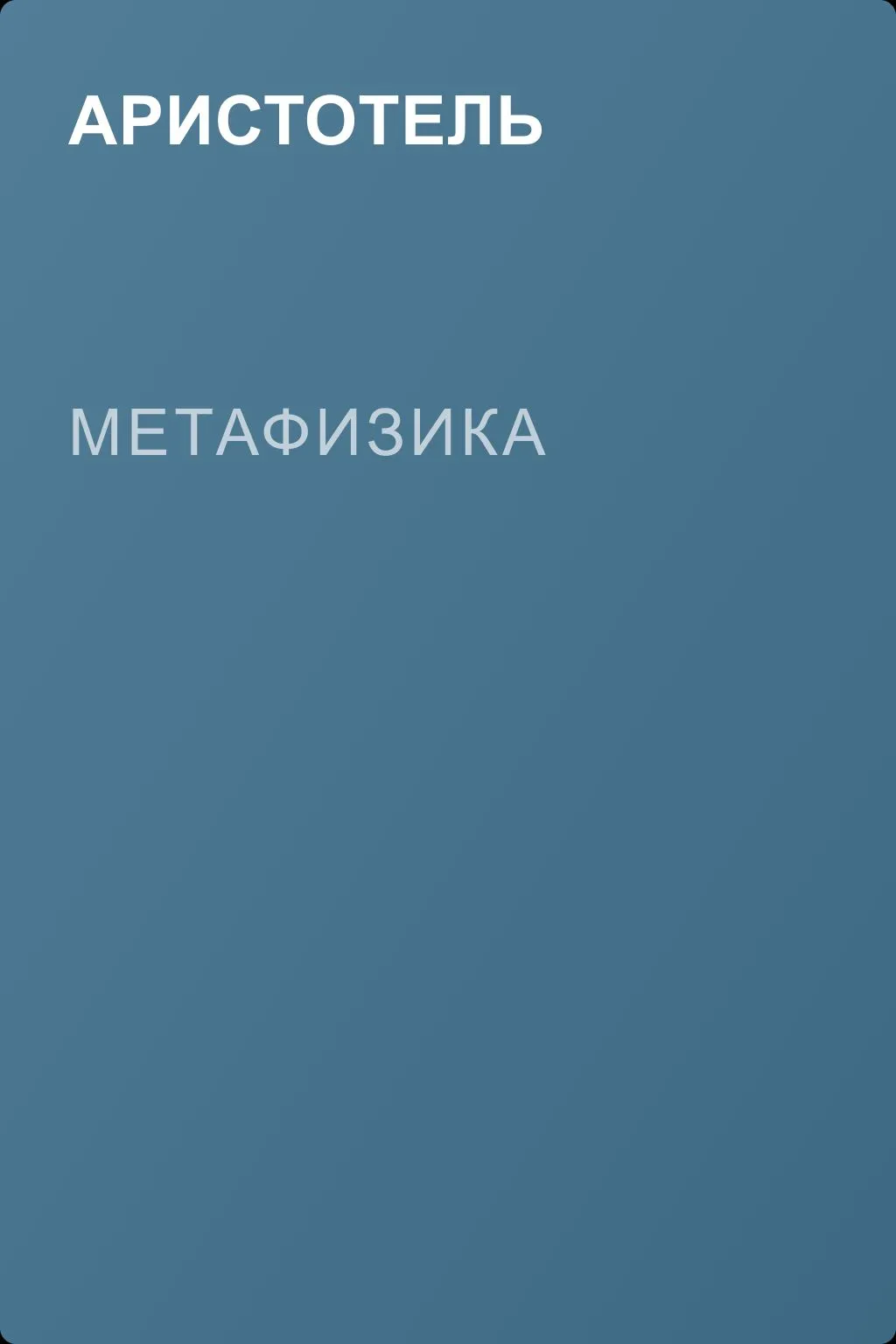МЕТАФИЗИКА — обложка книги