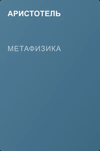 МЕТАФИЗИКА — обложка книги