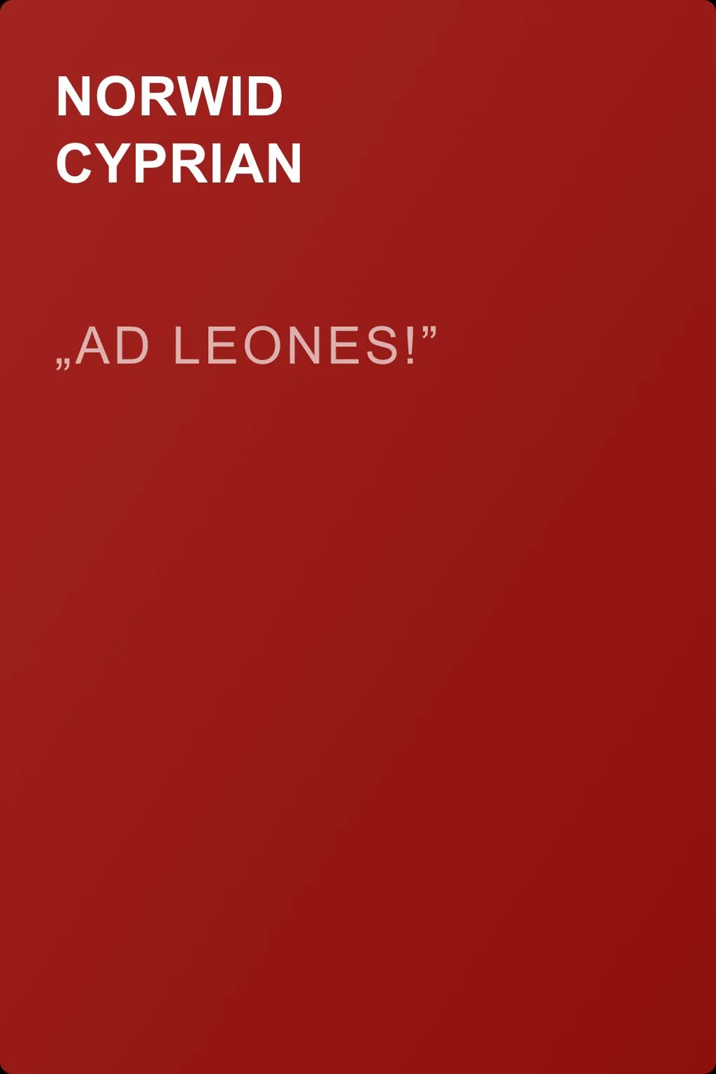 „Ad leones!” — обложка книги