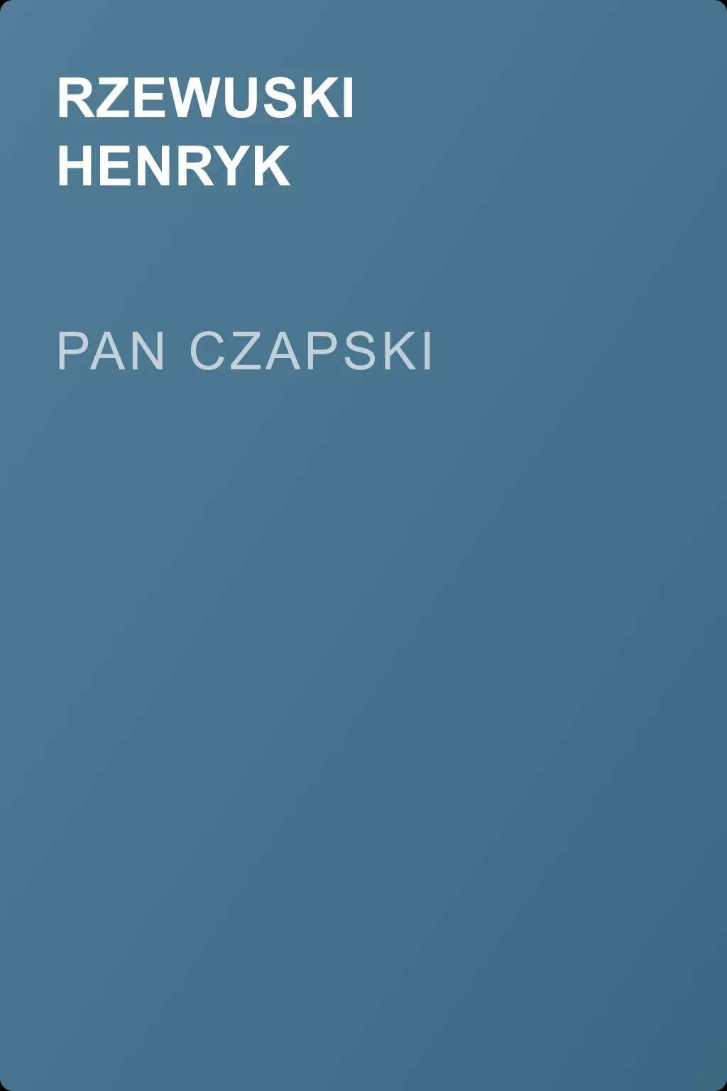 Pan Czapski — обложка книги