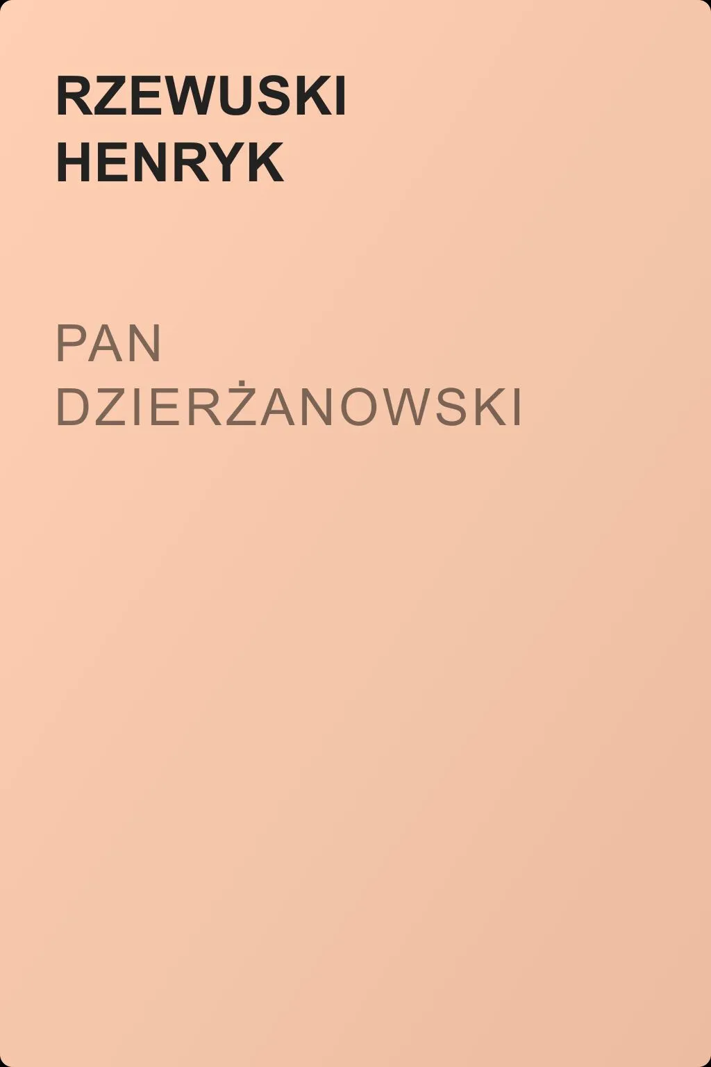 Pan Dzierżanowski — обложка книги