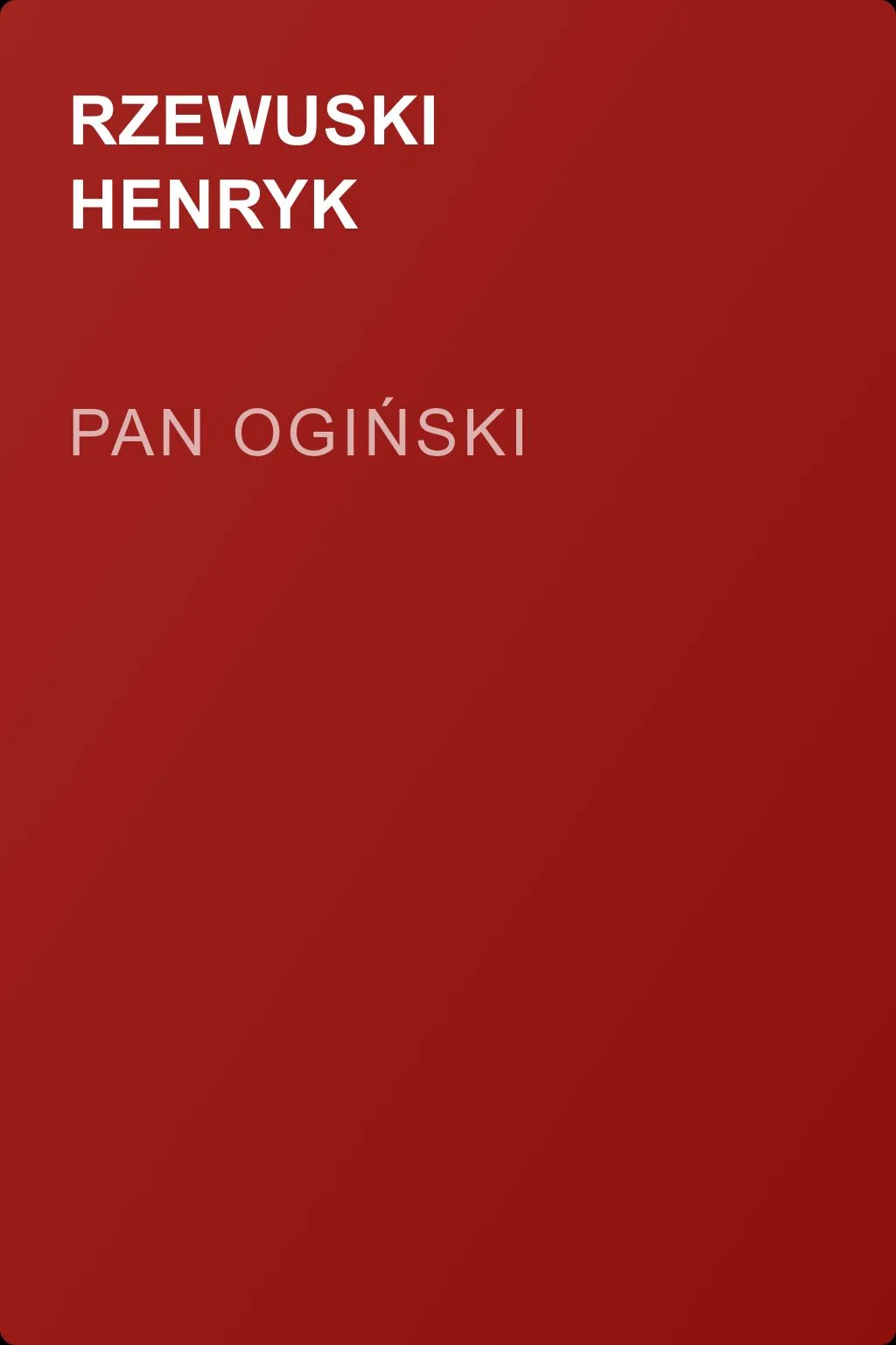 Pan Ogiński — обложка книги