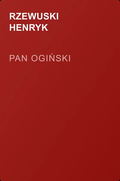 Pan Ogiński — обложка книги